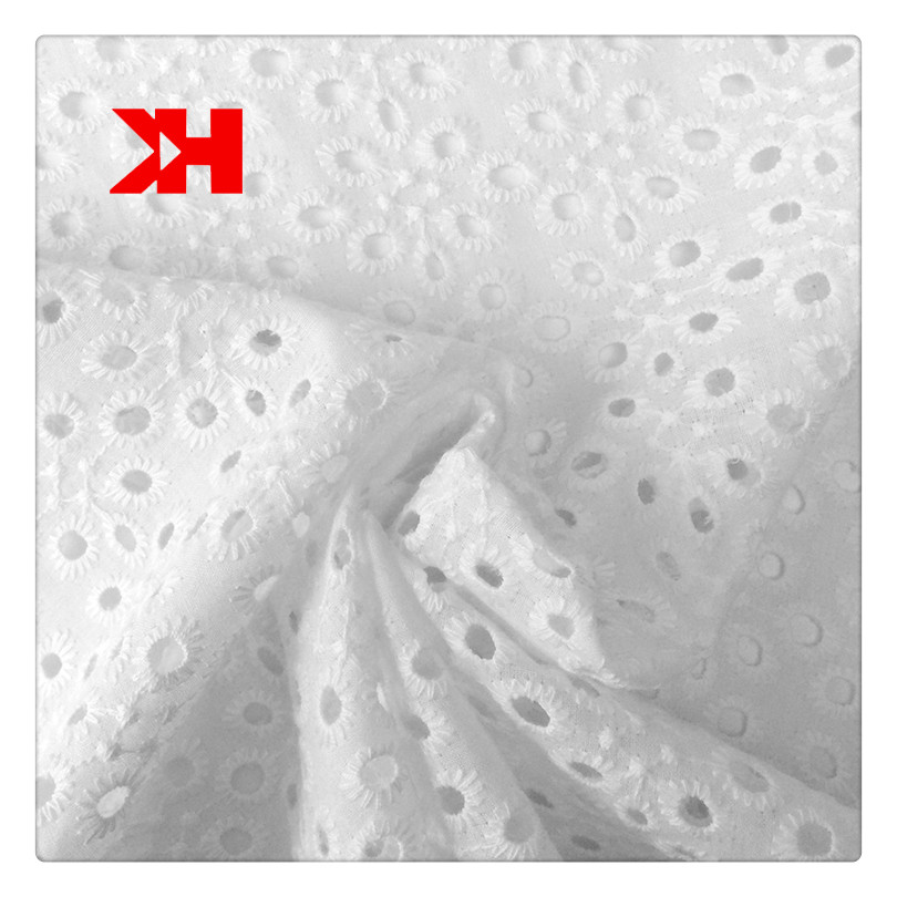 China Hot Sale 100%COTTON embroidered fabric for white garment
