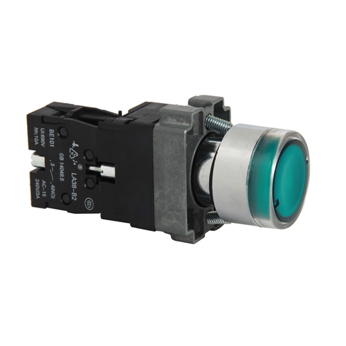 LA38-B2B 22mm metal illuminated flat head push button switch