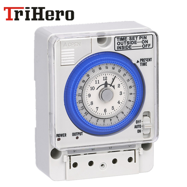Trihero TB388 немощный Выключатель 24 часа механический таймер с батареей 100В-240В 15а схема времени