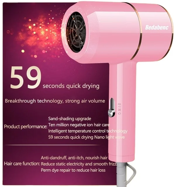 Negative Ion Hair Dryer High Speed Professional Blow Dryer Aluminum Alloy Powerful Electric Hair Dryer for Household Travel Tool