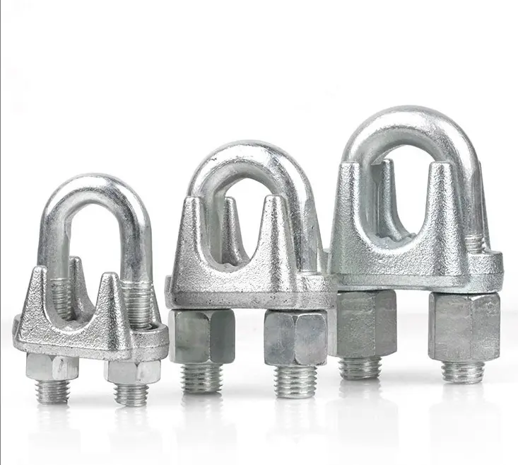 DIN741 Galvanized Wire Rope Clips U Clamp Fastening Heavy Clamp Head Wire Rope Clamps For Cable End Connections