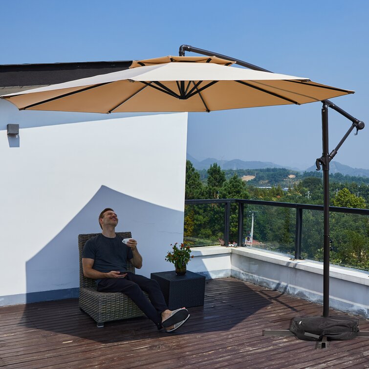 Ew Arrival Luxury Outdoor umbrella Heavy Duty Steel 3*2.45 M Beach Umbrella Outdoor Garden Patio Banana Umbrella For Restaurant