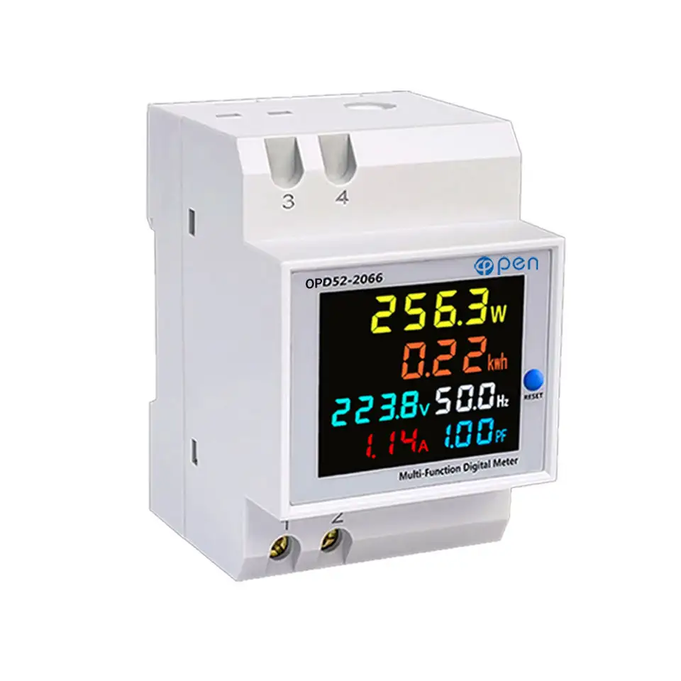 Din rail AC monitor 110V 220V 380V 100A Voltage Current Power Factor Active KWH Electric energy Frequency meter VOLT AMP