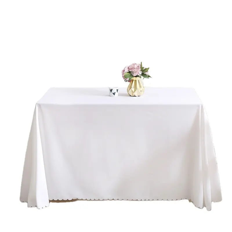 Modern designFactory Custom Elegant Rectangle White Table Cloth christmas polyester banquet wedding party spandex table cloth