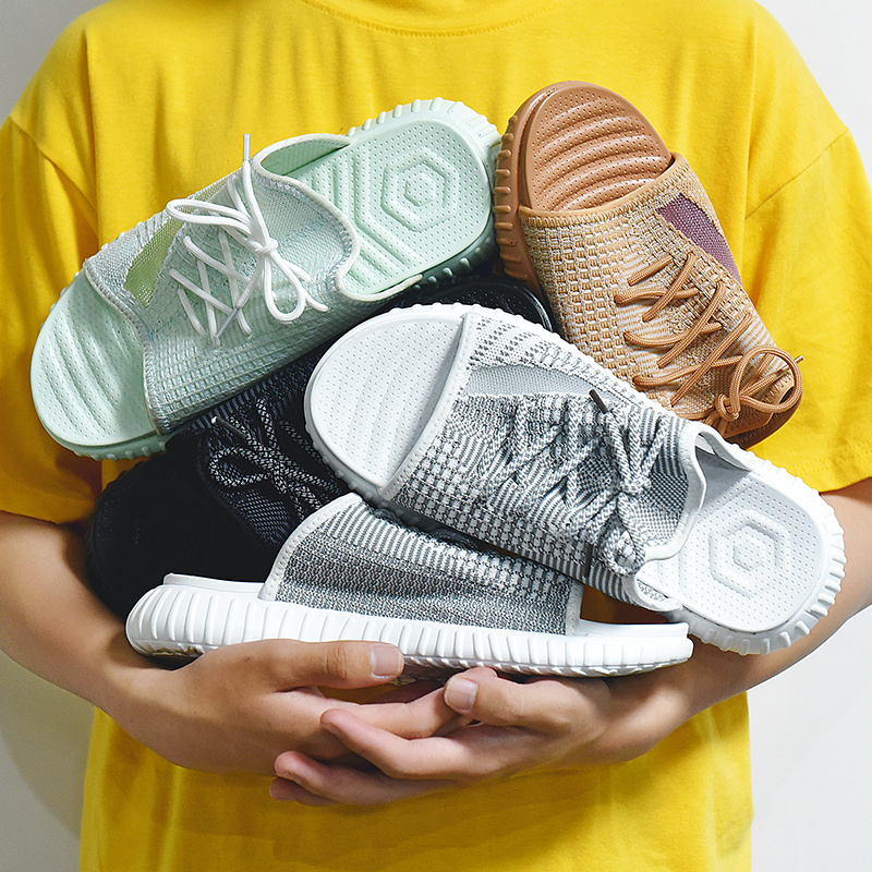 Дышащие мужские сандалии yeezys из искусственной кожи на шнуровке