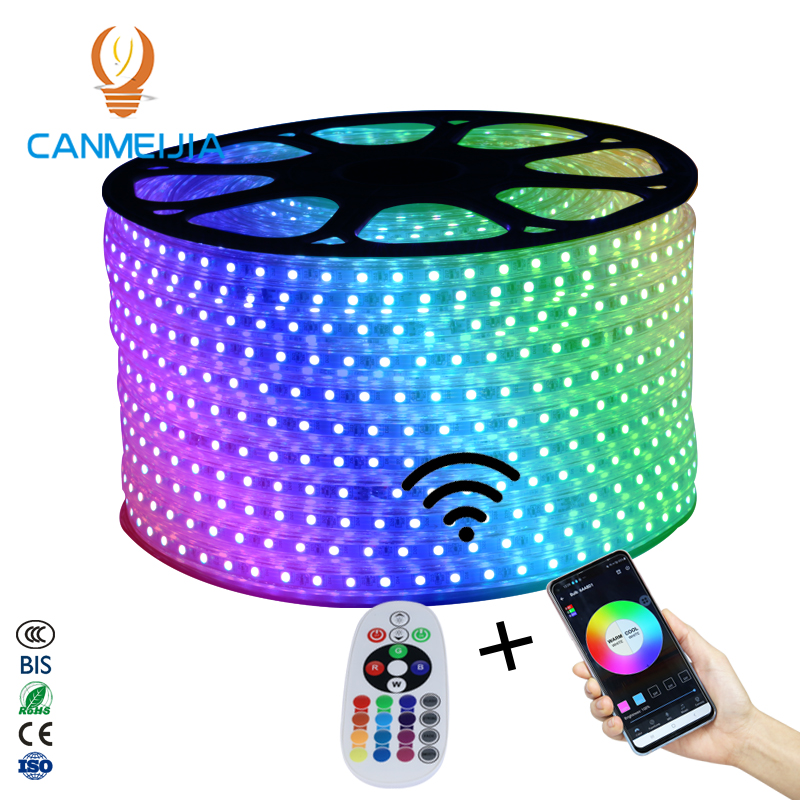 Оптовая Продажа Smart Neon Flex 220 В уличная гибкая 5050 SMD 100 м RGB водонепроницаемая светодиодная лента/Светодиодная лента