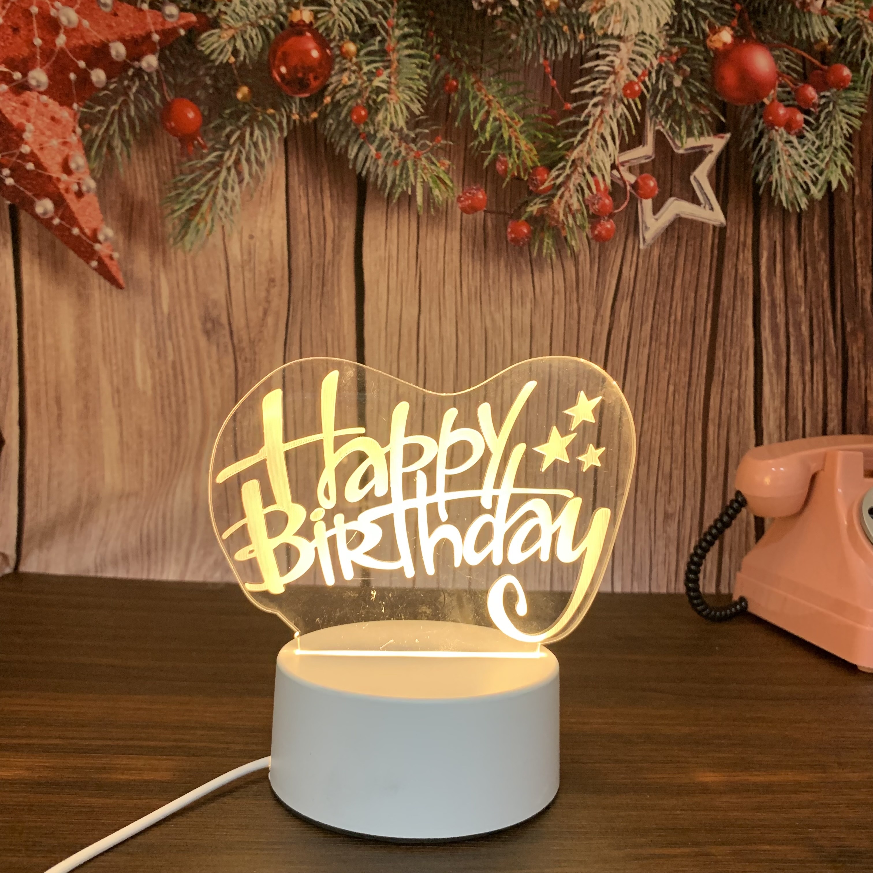 3D Illusion Night Lights LED Happy birthday Night Lights 3-colors Adjustable Birthday cake Table Lamp