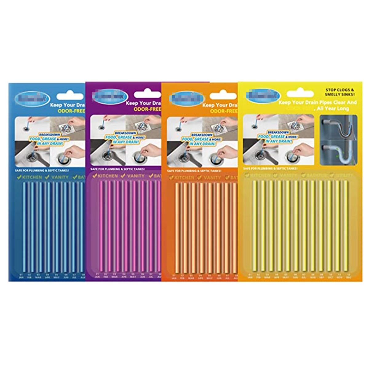 Enzyme Drain-Sticks-Sink-Cleaner Drain Opener Sticks to Keep Kitchen Bathroom and Utility Drains Clear Pipes Odor-Free