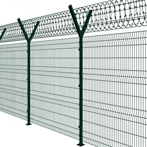 Y Shaped Post High Security Fence Airport Fence With Razor Wire Barbed Wire