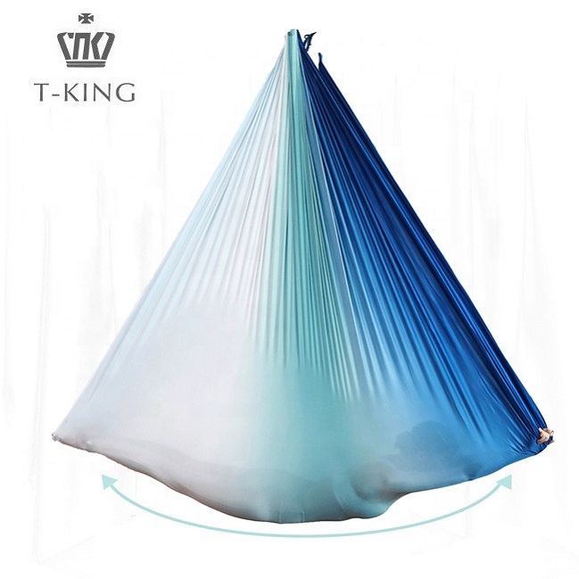 T-King Best Anti Gravity Gradient Color Flying Yoga Bed Low Stretch Aerial Yoga Hammock Swing