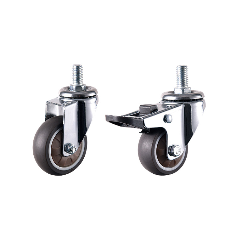 Wholesale 1/1.25/1.5/2 inch light TPR wear-resistant rubber screw rod Object frame swivel casters