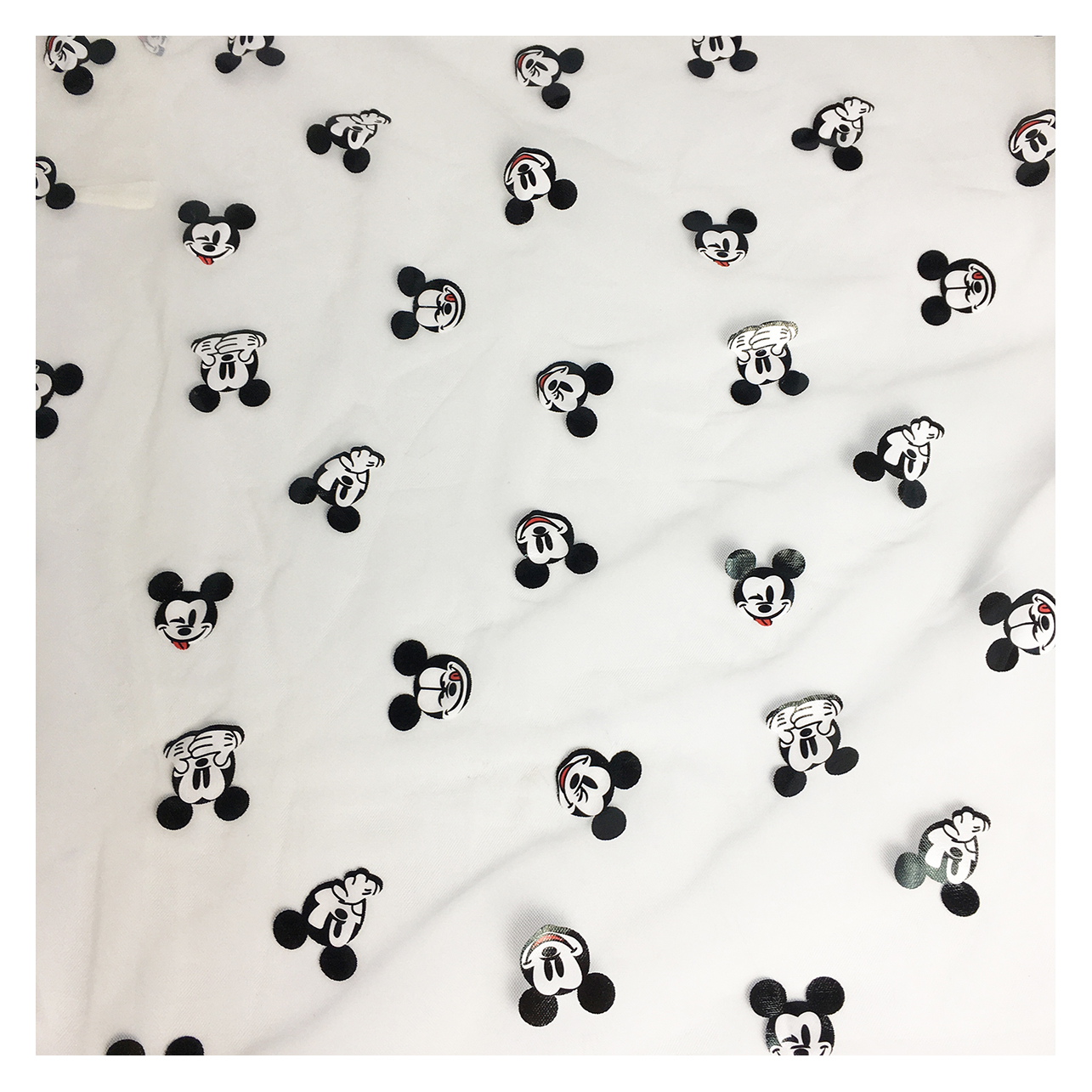 Foil Printed mickey mouse cartoon design printing polyester tulle mesh fabric