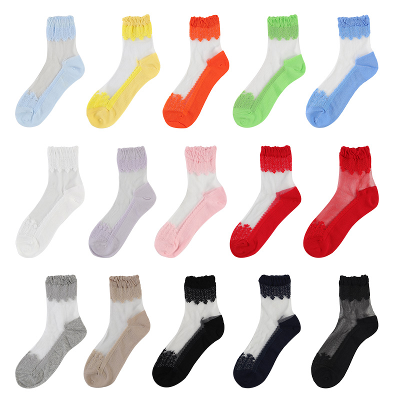 Wholesale Women High Quality Fashion Summer Trend Transparent Sheer Ankle Socks