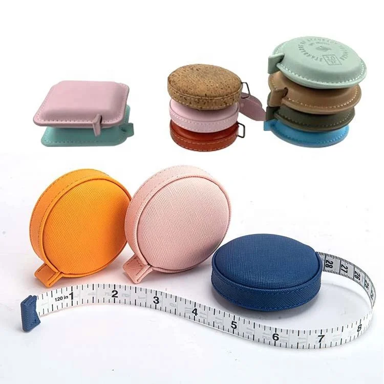 Custom Printed Measuring Tape Square Circle 60 Inches Tailor PU Mini Leather Tape Measure