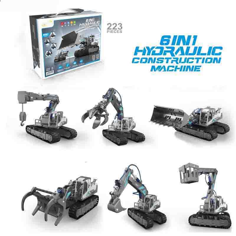 6 In 1 DIY Stem Toys Self-assembled Educational Hydraulic Construction Manipulator Machine