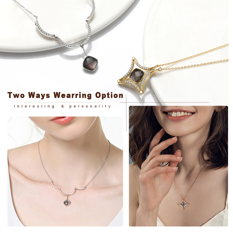 Customized Woman Accessorie 925 Sterling Silver Cable Chain Planet Trendy 3 Layers Gold/Rhodium Plated ZIRCON Pendant Necklace