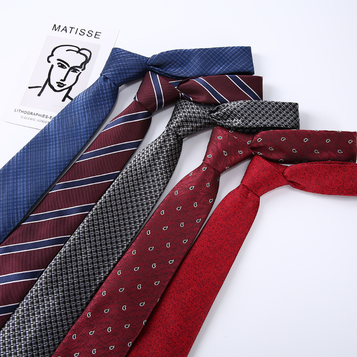 2021 embroidered tie factory direct supply in stock logo7cm Business Men's dress polyester silk tie