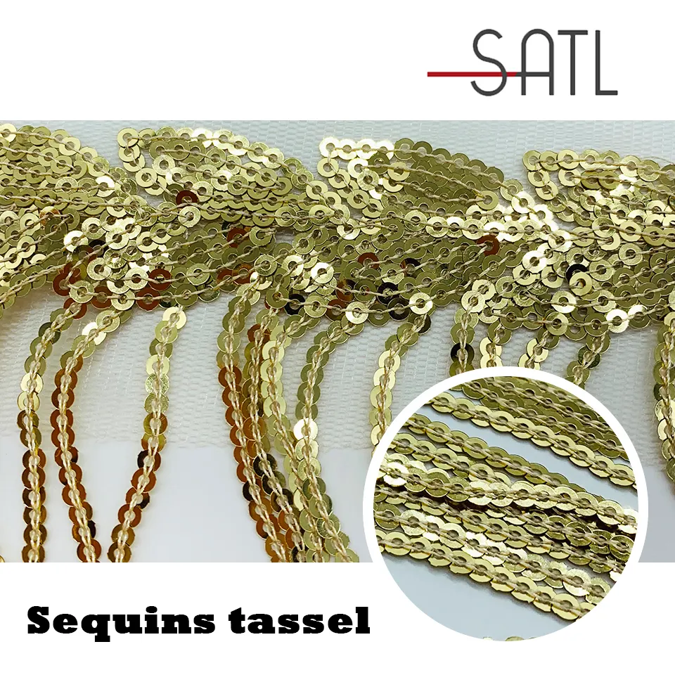 Sequins Tassels Sexy Trimming Lace Gold Skirt Trims
