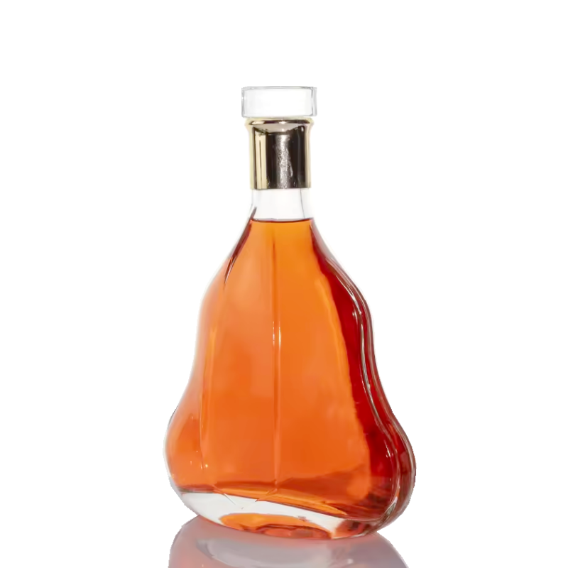 Luxury Classic XO Cognac Flat Super Clear Glass Bottle 700 ml 1000 ml for Brandy Whisky Rum Mezcal Tequila