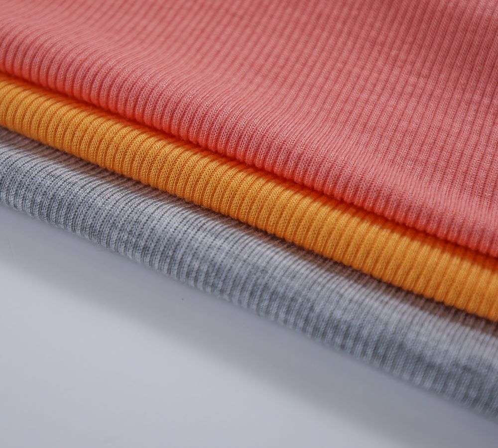 New arrival OEM dyed medium weight knit rib rayon/polyester fabric for spring shirts