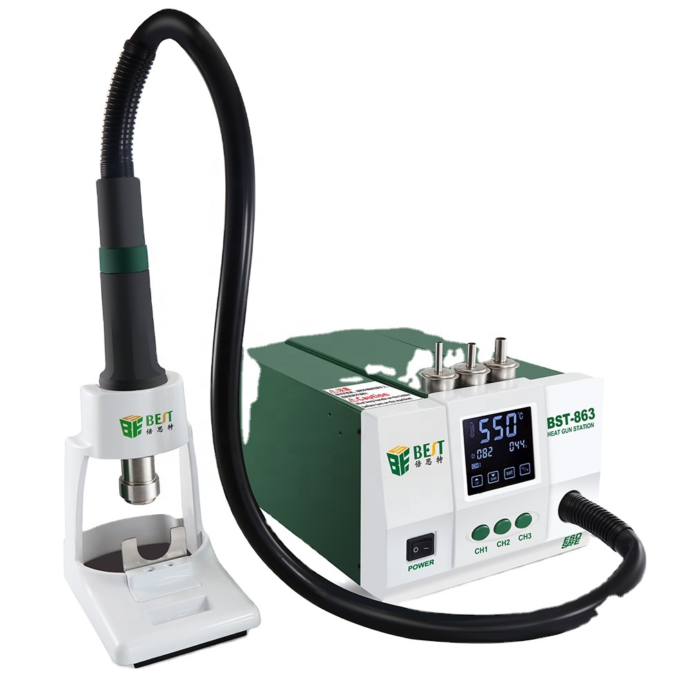 OEM 863 wholesale Intelligent digital touch screen with 3 memory channels hot air soldering station for Mobile Electronic Repair