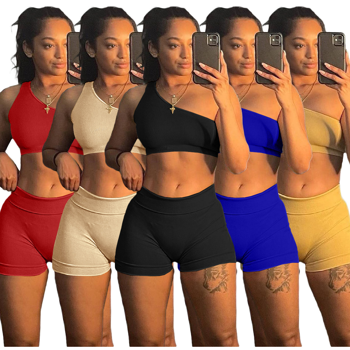 2021 Fashion Women Outfit 2 Piece Short Set Women Two Piece Outfits Summer Clothing