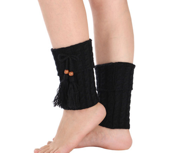 Bow-Knot Tassel Boots Socks Short Leg Warmers Women Fashion Winter Autumn Knitted Girls Gaiters Female Legwarmers