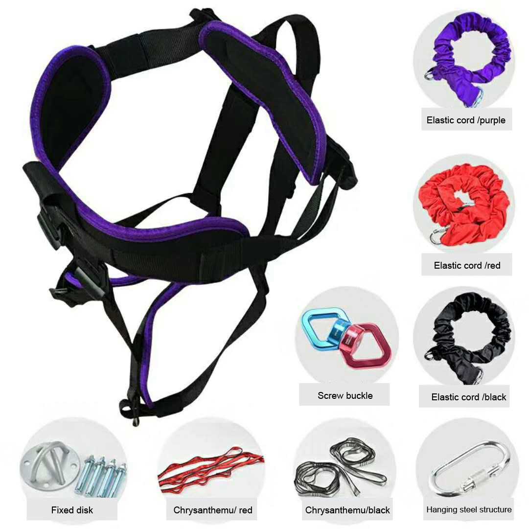Factory Supply Fitness Bungee Cord Tug Sets Elastic Suspension Sling Pull Aerial Yoga Pilates Rope