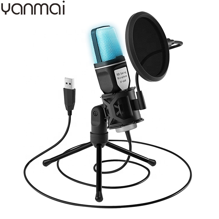 Недорогие игровые микрофоны Rgb, Usb-микрофон для потоковой передачи, микрофон для игрового ноутбука, настольного ПК, микрофон, конденсатор, микрофон