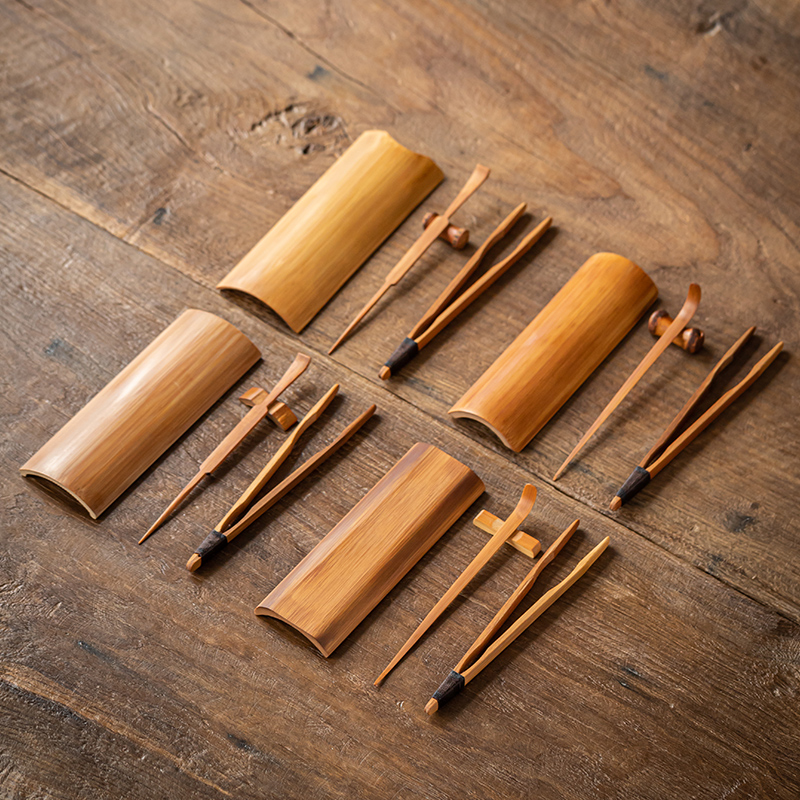Chinese Style Four-pieces Bamboo Tea Scoop Retro Teaspoon Shovel Tea Dial Ancient Tea Ceremony