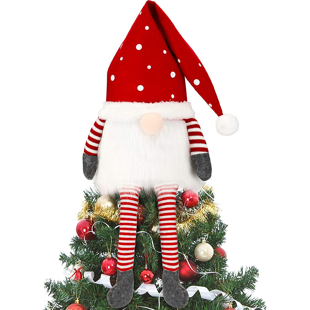 New Christmas Decorations Red Hat Faceless Doll Treetop Star Legs Forester Treetop Ornaments