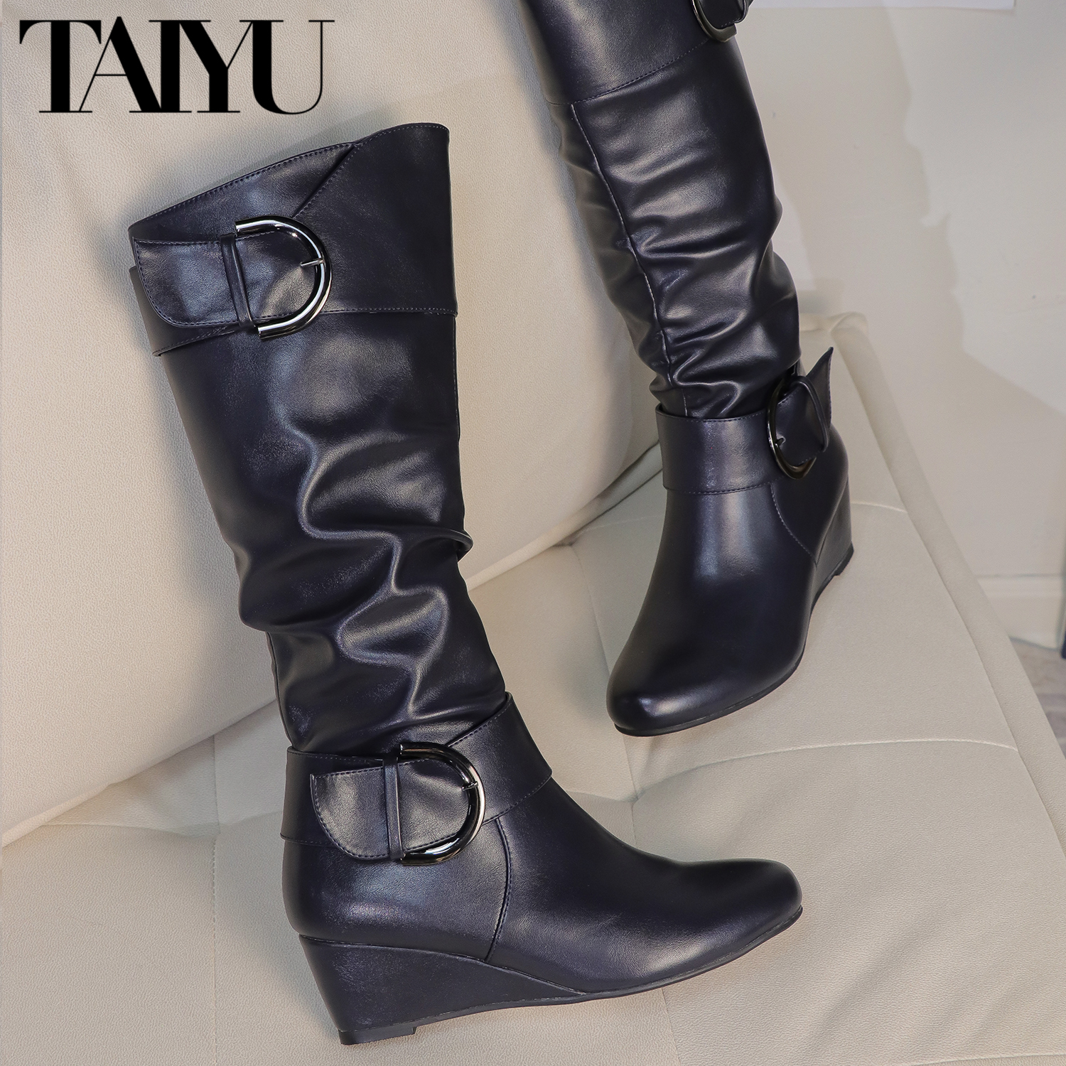 Fashion Design Winter Black Women Snow Warm Boots Long High Heel Lady Boots Shoes Women