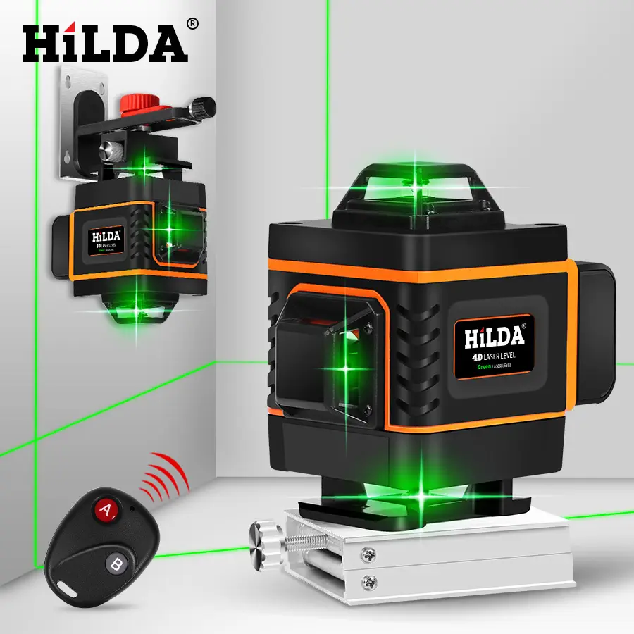 Automatic self leveling 360 Rotating rotary 4D hilda laser multi cross line red Green beam laser level 4d 16 lines meter machine