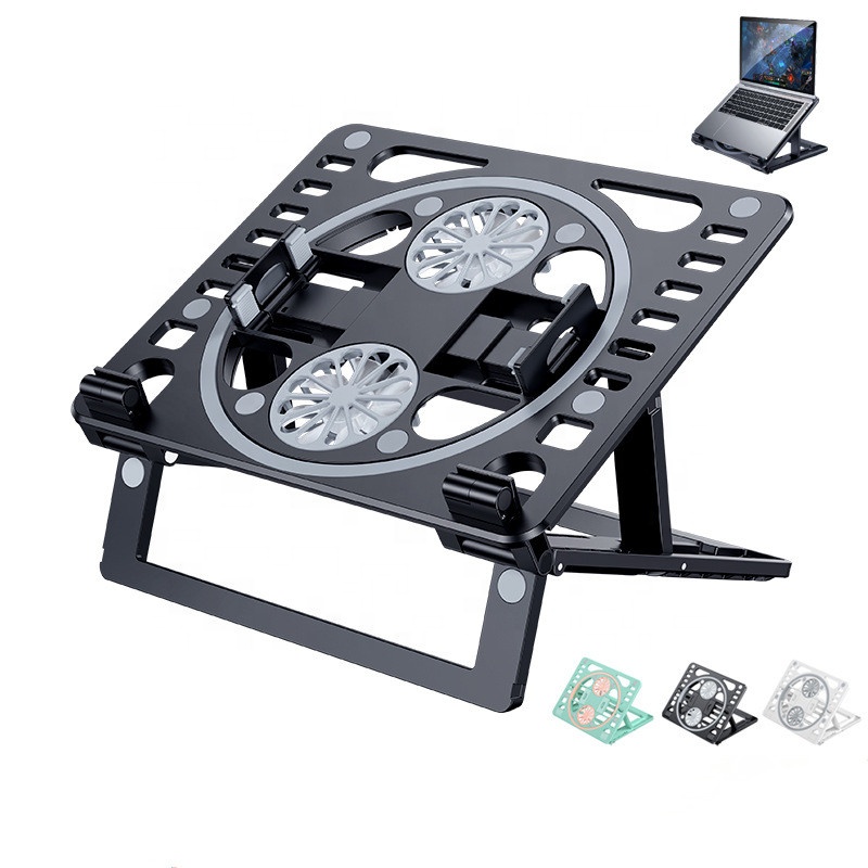 High Quality With Heat Dissipation 2 Fans Multifunction Plastic Laptop Holder Phone Stand Laptop Accessories