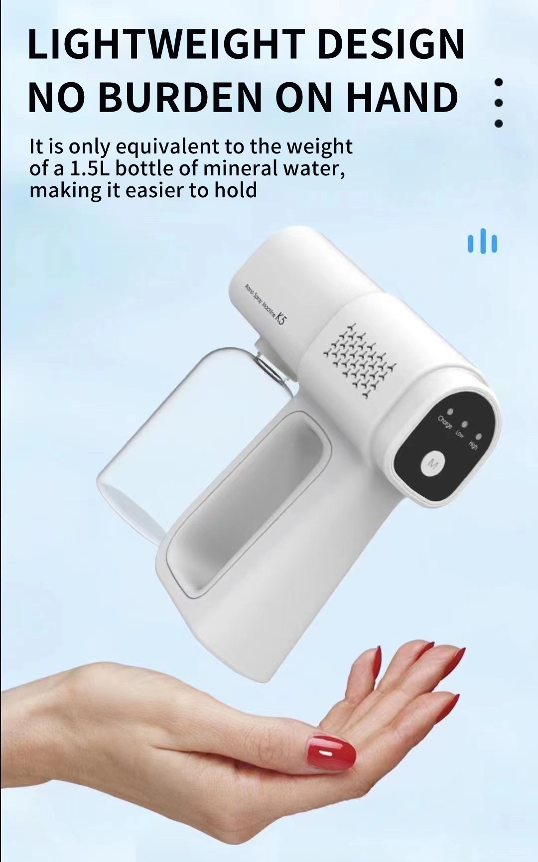Nano spray gun Steam Gun Nano Atomizer Cordless RechargeableElectric Fogger 380ml for indoor outdoor school car home
