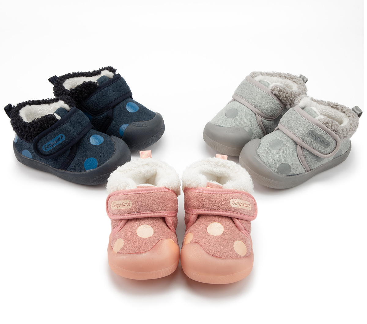 Fashionable soft rubble sole fur inner prewalker kids shoes baby girl winter shoes