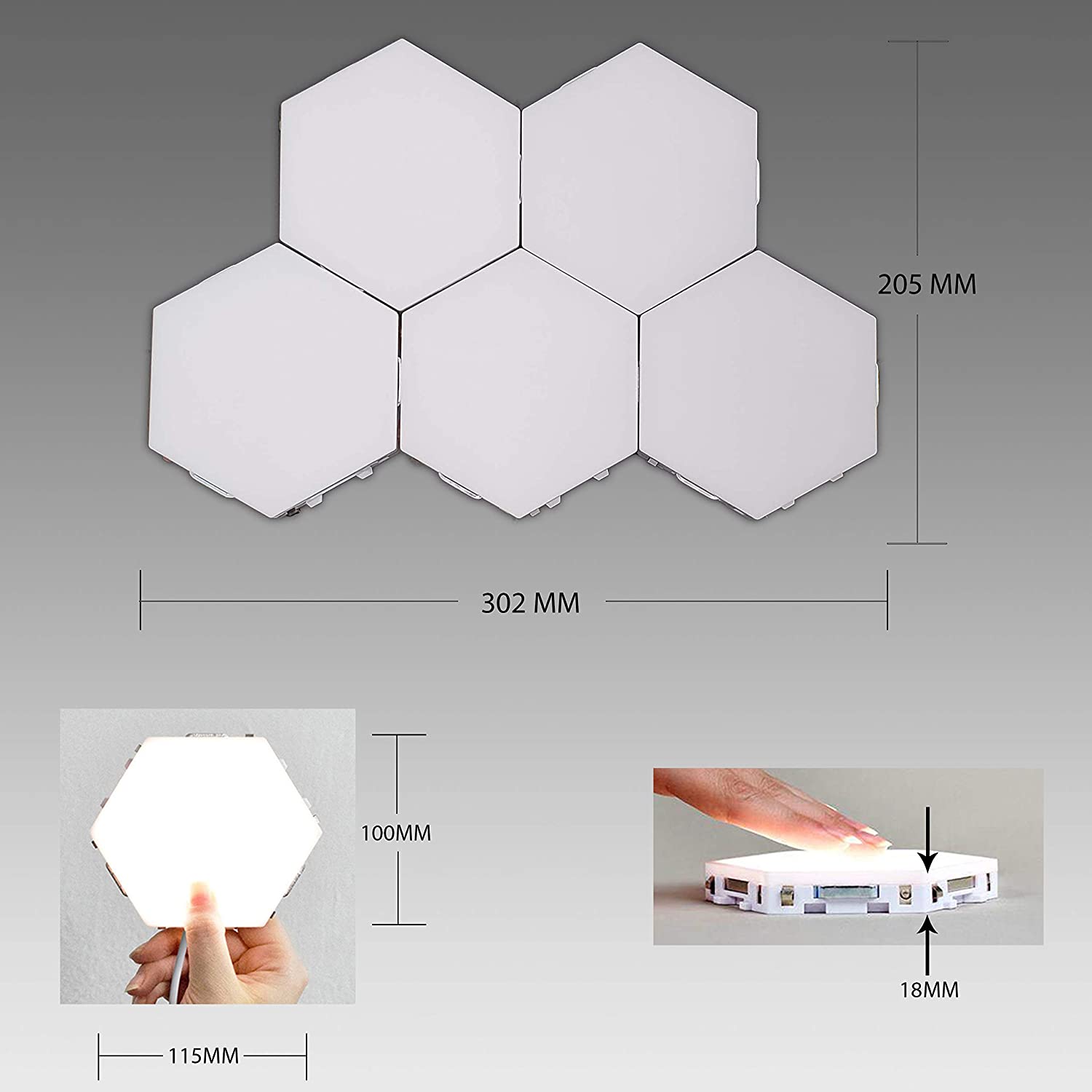 6 шт. DIY Квантовая сенсорная Шестигранная модульная лампа, 3D Настенный светодиодный ночник