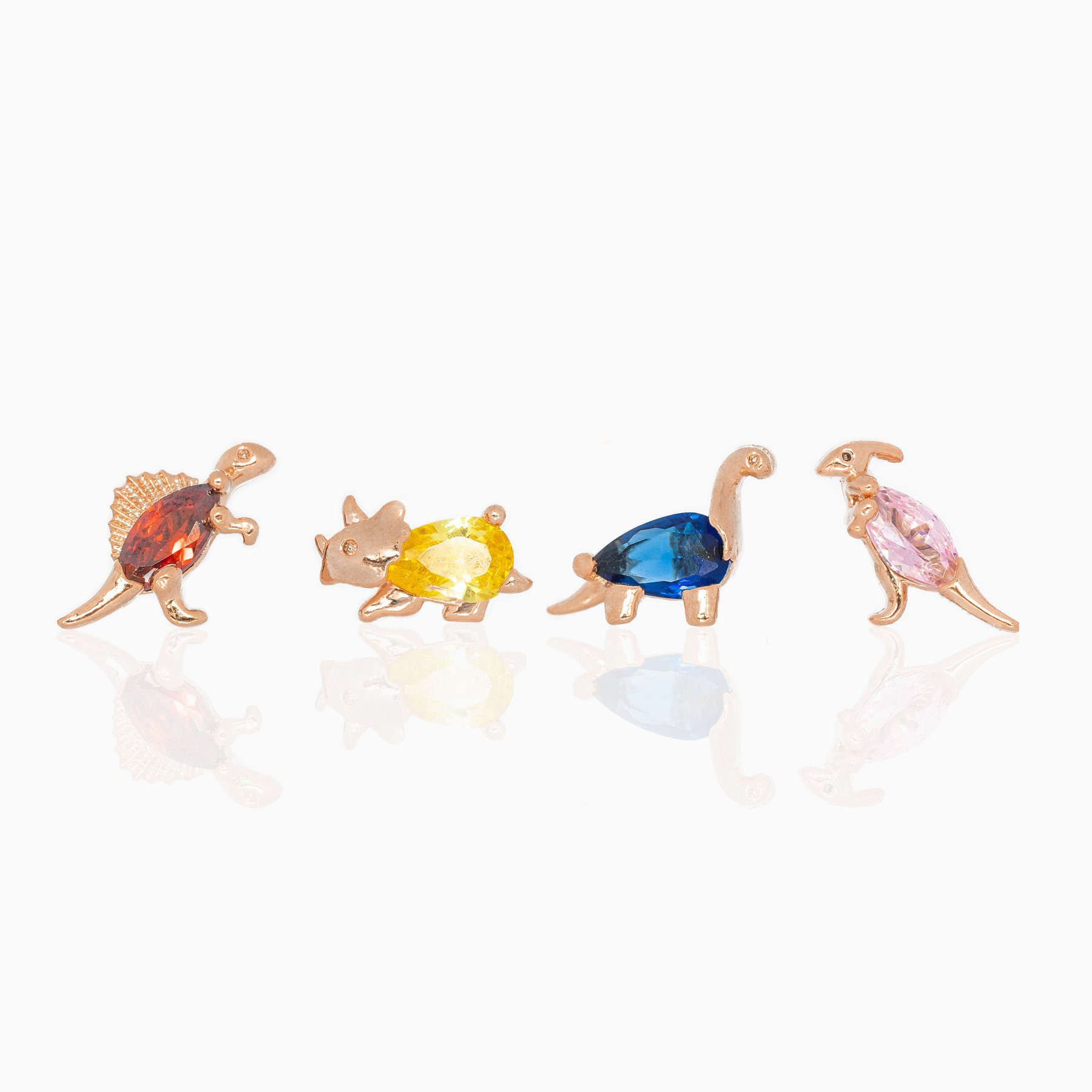 Mini animals earrings piercing jewelry stainless steel rod zircon forest series gold plated rotary ball piercing earring