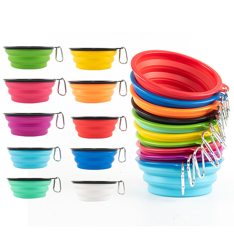 Oem Factory Cheap Price 380Ml Tpe Foldable Pet Bowl Outdoor Portable Pet Food Bowl With Hook