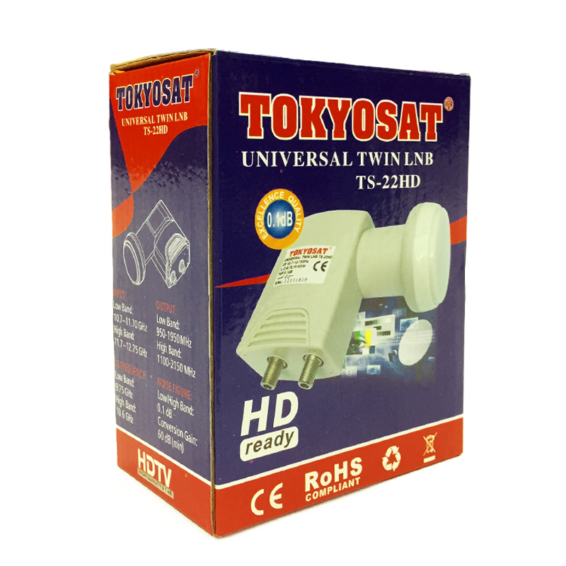 TOKYOSAT TS-22HD 2 way Universal Ku Band Twin LNBF LNB digital ku band universal Twin lnb universal circular lnb