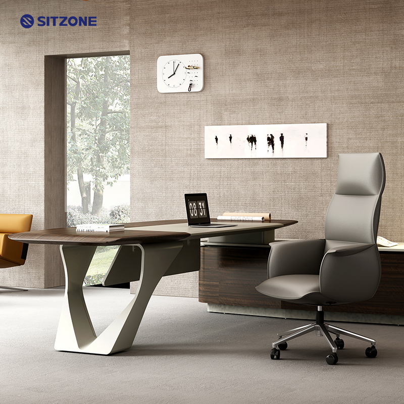 Sitzone Comfortable High Back Aluminium Base Swivel PU Leather Chair Executive Boss Office Leather Chair