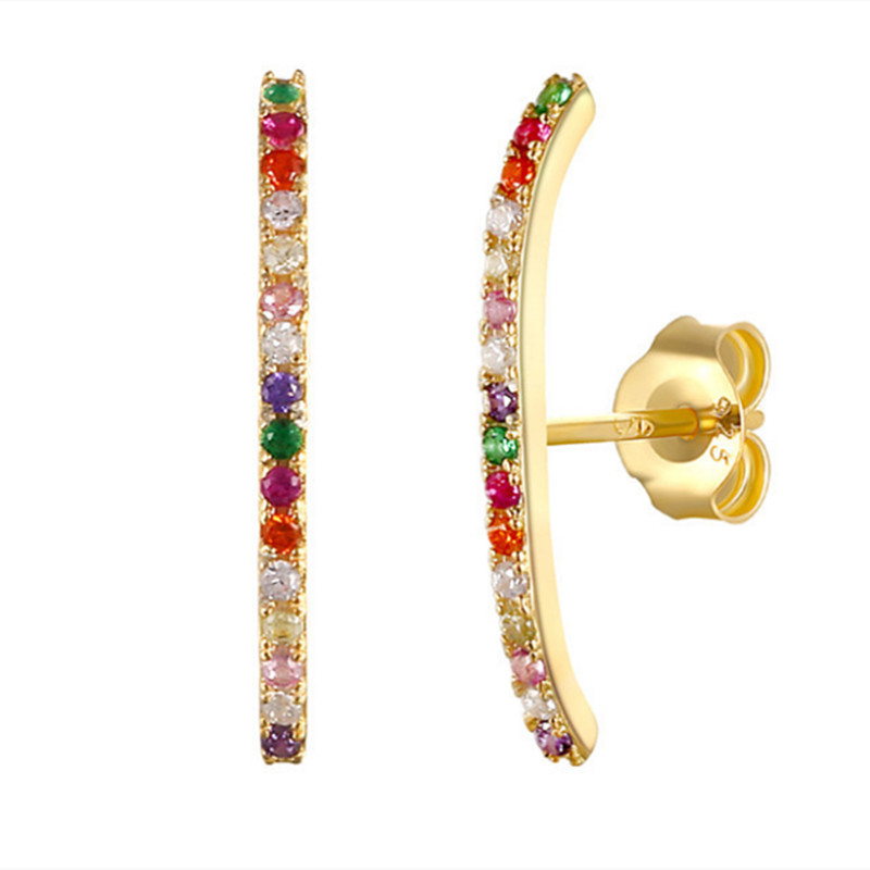2021 Hot Sale New Creative Luxury European 5A White Cubic Zirconia Gemstone Ear Studs 925 Sterling Silver Earring Jewelry