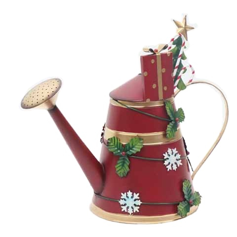 New Christmas Theme Metal Watering Can Pot for Decor Gifts