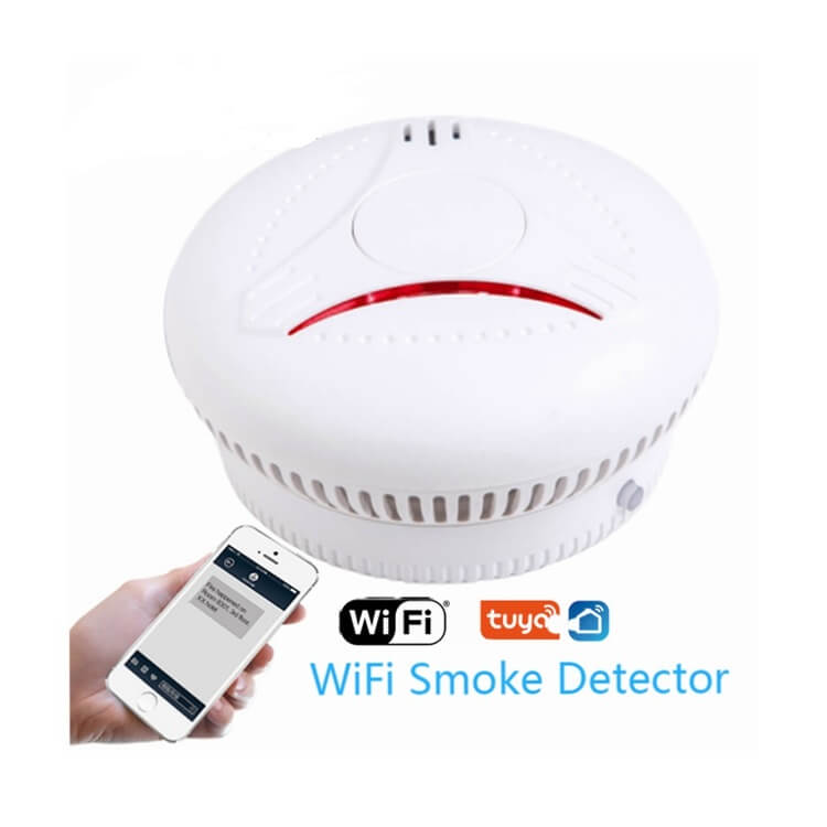EN14604 Tuya Smart App управление батарейным управлением Беспроводной Автономный/WIFI детектор дыма для пожарной сигнализации