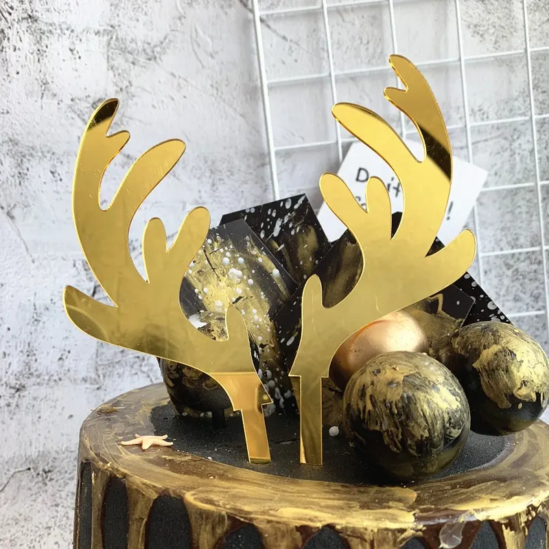 Рождественский торт topper gold elk акриловые торт toppers
