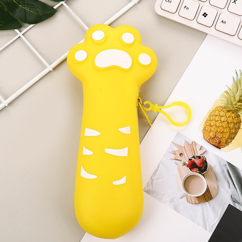 Милый силиконовый пенал OKSILICONE с кошачьими крапанами, креативный портативный чехол на молнии с мультяшным рисунком, вместительные студенческие принадлежности, сумка для хранения ручек