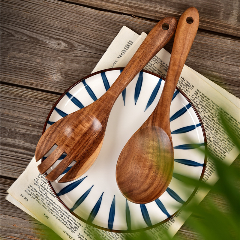 Wooden Salad Spoon Set Servers Customized Set Salad Servers Spoon and Fork