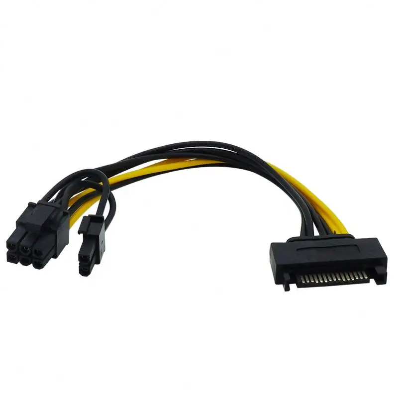 15Pin SATA мужчина к 8pin(6 + 2) PCI-E женский Видеокарта адаптер питания кабель, 8 контактный разъем PCIe SATA (15 контактов силового кабеля