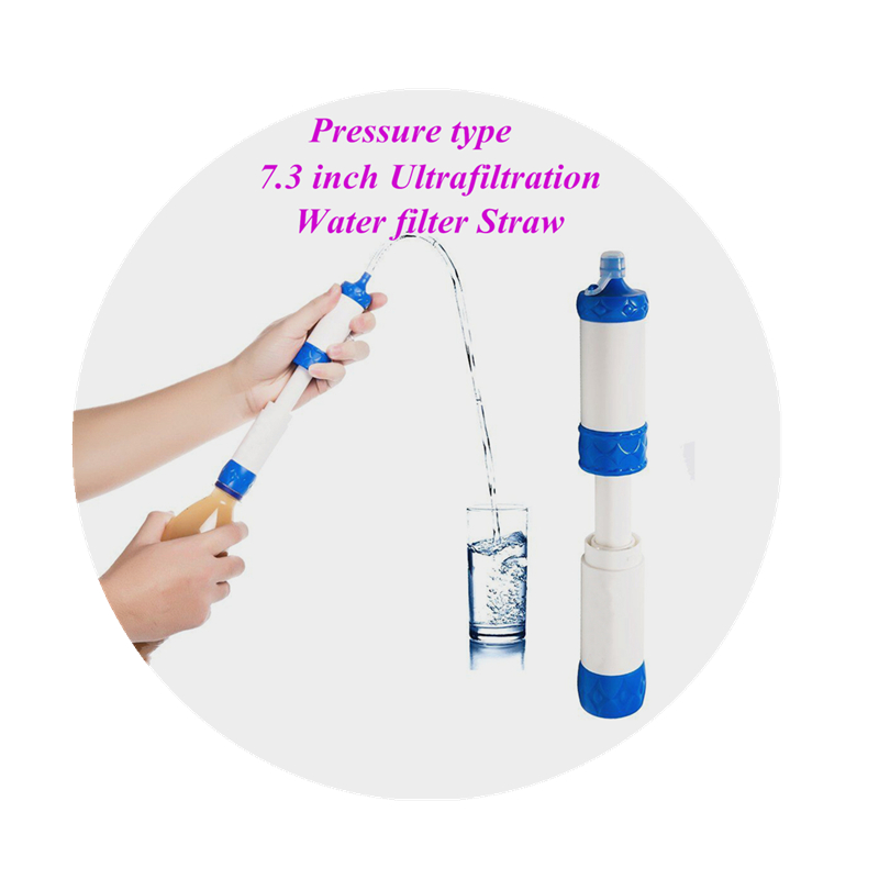 portable pressure type 7.3 inch ultrafiltration membrane life water filter straw for outdoor camping survival hiking 264 gallon