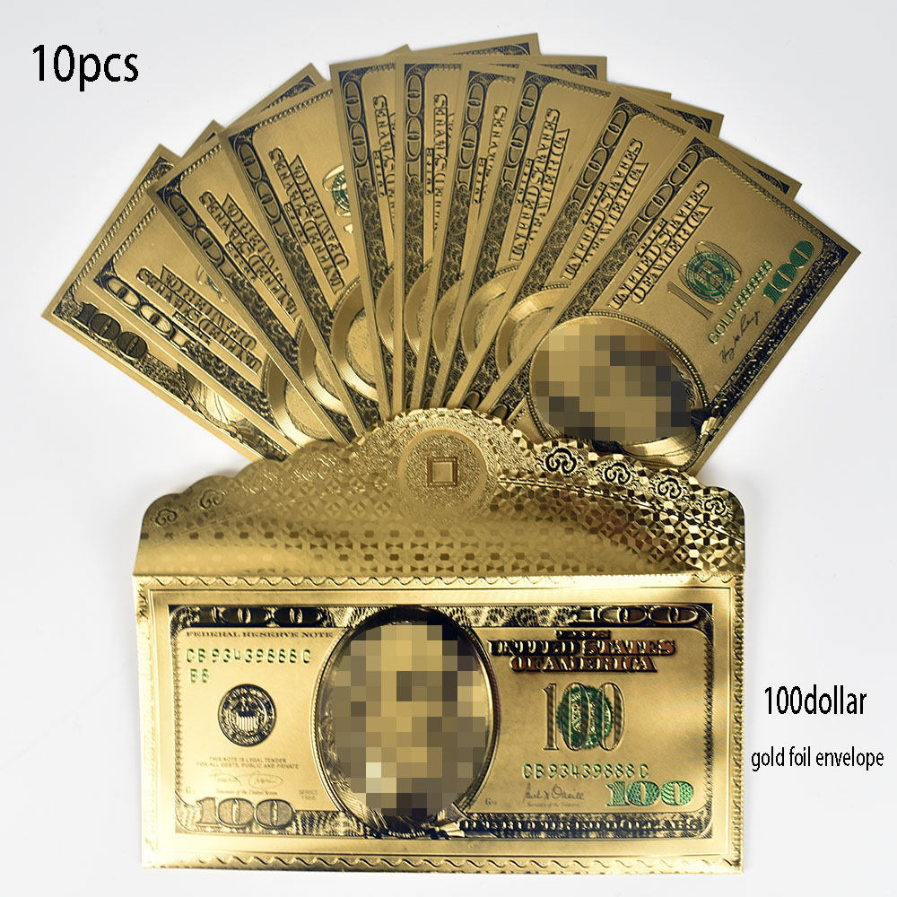 100 Usd Dollar Full Gold Foil Banknote 24K Gold Plated Dollars Commemorative Notes for Collection And Gifts